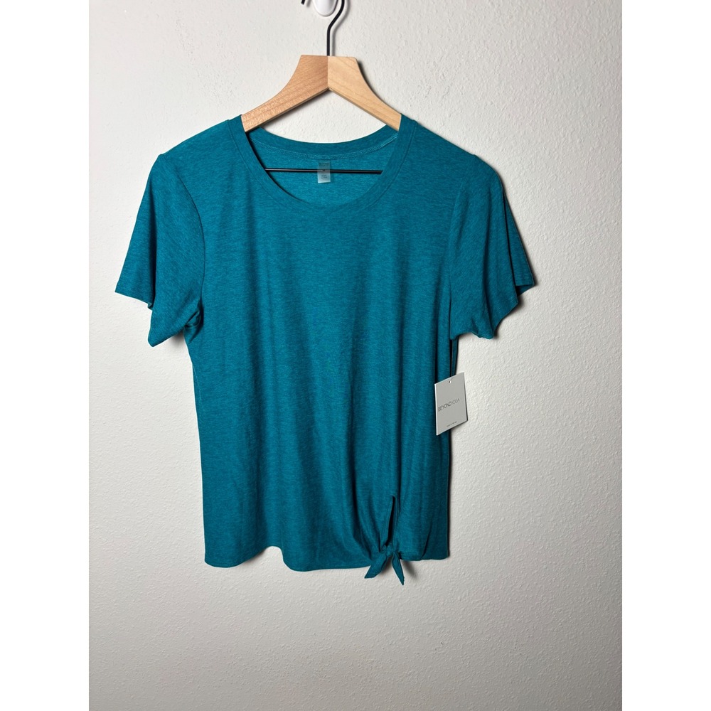 Beyond Yoga All For Ties Tee Teal Heather Side Tie T-Shirt LWSD7600E Medium NWT